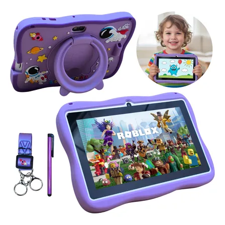 Tablet Infantil 7 Polegadas Android 8gb Ram 128gb Kids Wifi Violeta-claro