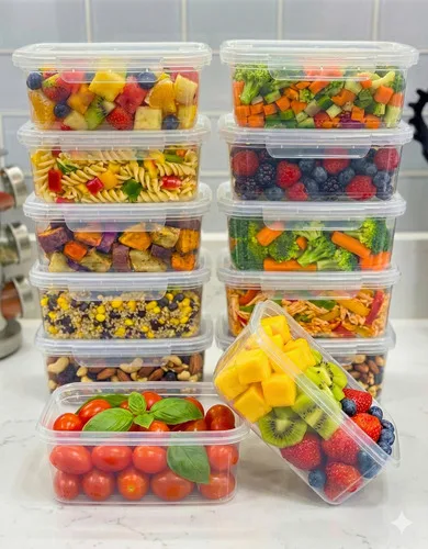 Kit 12 Potes Plástico 750ml Herméticos Travas Marmita Reutilizável Fitness Microondas Congelador Transparente LIVRE DE BPA STARHOUSE
