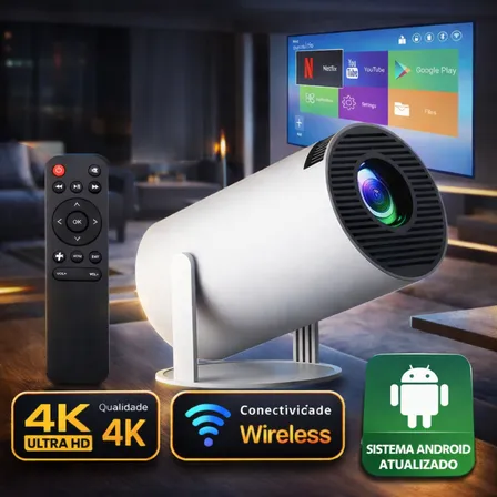 Projetor Smart Portátil Full Hd 4k Android 11 Wi-fi Bluetooth Mini Projetor Home Theater Cinema Em Casa Imagem Nítida... Branco 127/220v