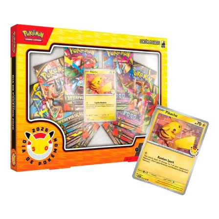 Box Coleção Dia De Pokémon 2026 TCG 49 Cartas Pikachu