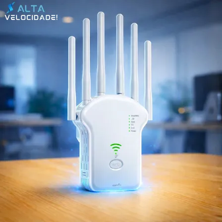 Repetidor De Sinal Wi-fi Roteador Wireless 6 Antenas Longo Alcance Internet Wifi Potente Fácil Instalação 300mbps Comica