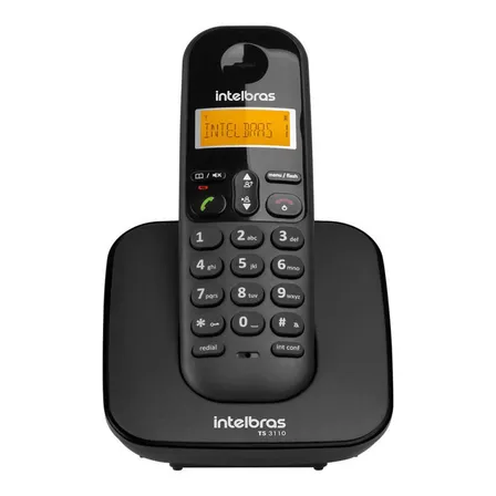 Telefone Sem Fio Intelbras Ts 3110 Preto Visor Luminoso Com Identificação De Chamadas 127/220v