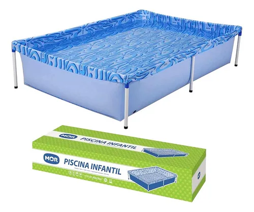 Piscina Retangular Pequena 1000 Litros Portátil - Mor Azul Água