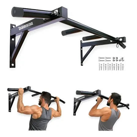 Barra Fixa De Parede Pull-up Modelo Externo Interno Completa Preto