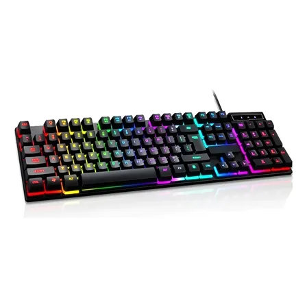 Teclado Gamer Semi Mecânico Led Rgb Abnt2 Usb Pc Computador Preto