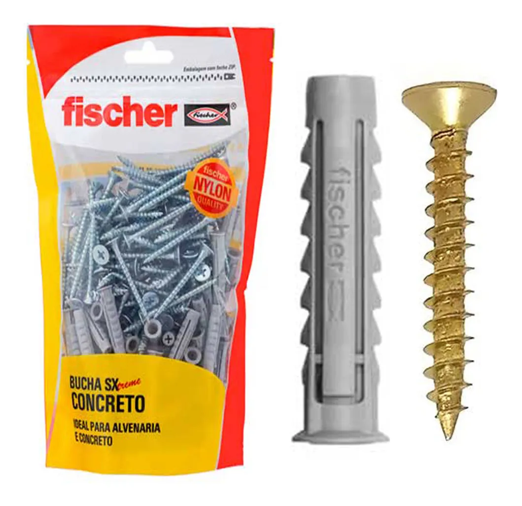 Kit Bucha De Nylon Sx 8mm Fischer C Aba E Parafuso 20 Peças