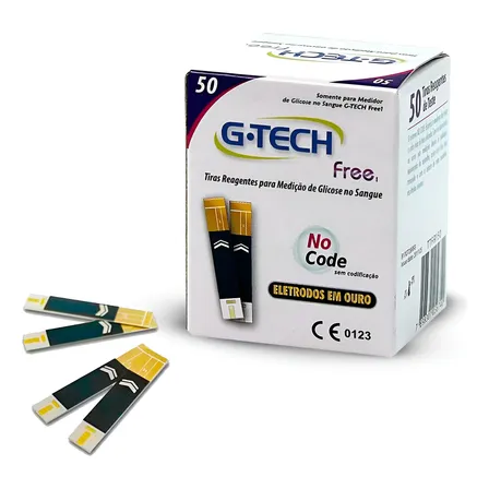 Fitas / Tiras Reagentes P/ Apareho G-tech Free 50 Unidades Branco