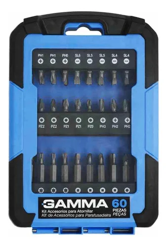 Kit Acessorios Gamma Ponteira P/ Parafusadeira 60 Pçs G19526