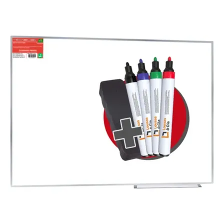 Quadro Lousa Branca 120x90 Moldura Alumínio + 4 Can 1 Apg