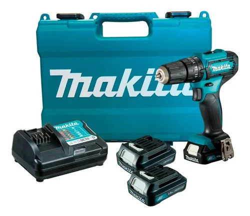 Parafusadeira E Furadeira Impacto Makita 12v Hp333 2bat Azul-turquesa 127/220v