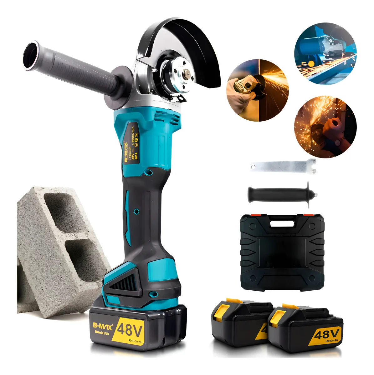 Esmerilhadeira Lixadeira Manual Com Bateria Recarregável 48v Azul