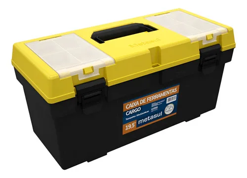 Caixa De Ferramenta Grande Forte Amarela 10 Compartimentos Preto E Amarelo