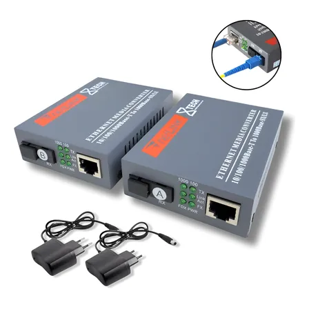 Conversores Mídia Gigabit 1000 Mb (par A + B) Fibra Óptica