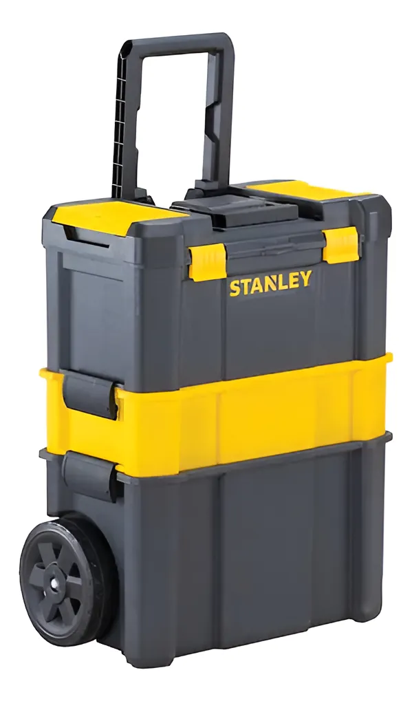 Caixa Plástica P Ferramentas Com Rodas 80l 3 Em 1 Stst18631  Preto-estrelado