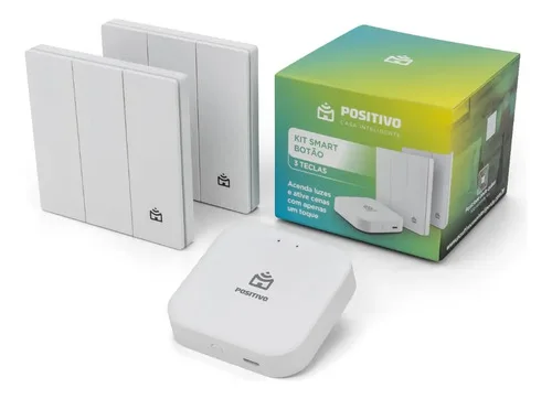 Kit Smart Botão Positivo Casa Inteligente 1 Hub E 2 Botões Branco 127/220v