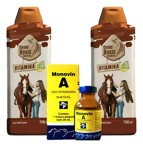 Xampu E Monovin A Crescer Crina Cavalo Cabelo Kit Aloe Vera