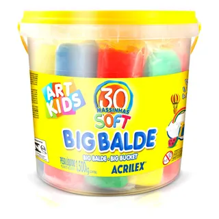 Big Balde Massinha Acrilex C/ 30 Massas Soft Sortidas 1,5kg Sortidas