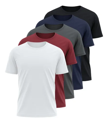 Kit 5 Camisetas Básicas Masculina Dry Fit Lisa Tradicional