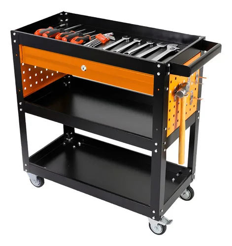 Carrinho Ferramentas Forte P/ Mecânico Oficina Aberto 120kg Preto