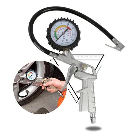 Calibrador De Pneus 1/4 Npt Com Manômetro 220 Psi 16 Bar