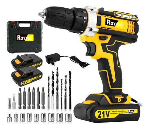 Parafusadeira Furadeira Impacto Profissional 21v 2 Baterias Amarelo 127/220v 50hz