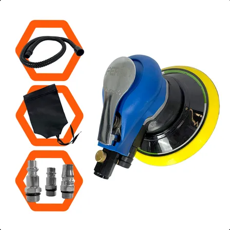 Lixadeira Pneumática Orbital Hookit Roquite 6 C/ Aspiração
