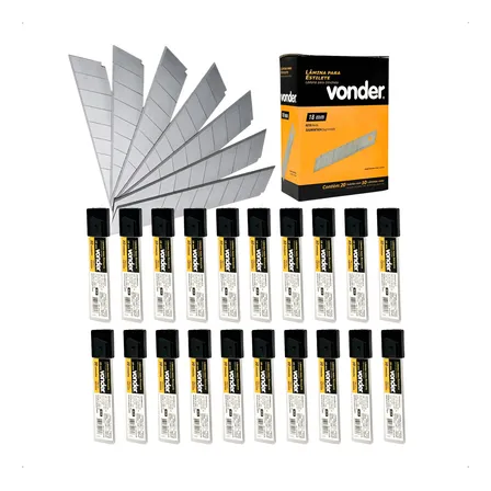 Lâmina Para Estilete 200 Unidades 18mm Alta Qualidade Vonder