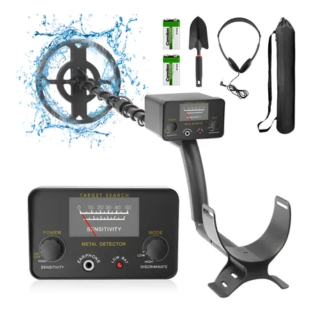 Detector De Metal E Ouro Prova De Agua Com Fones Ouvido E Pá Preto