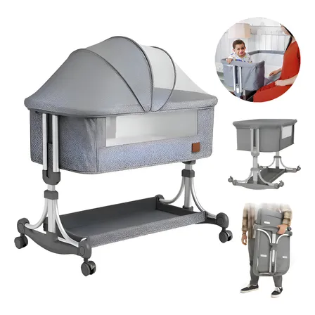 Berço Portatil Moises Balanço Mosqueteiro Infantil Pipdip Cinza