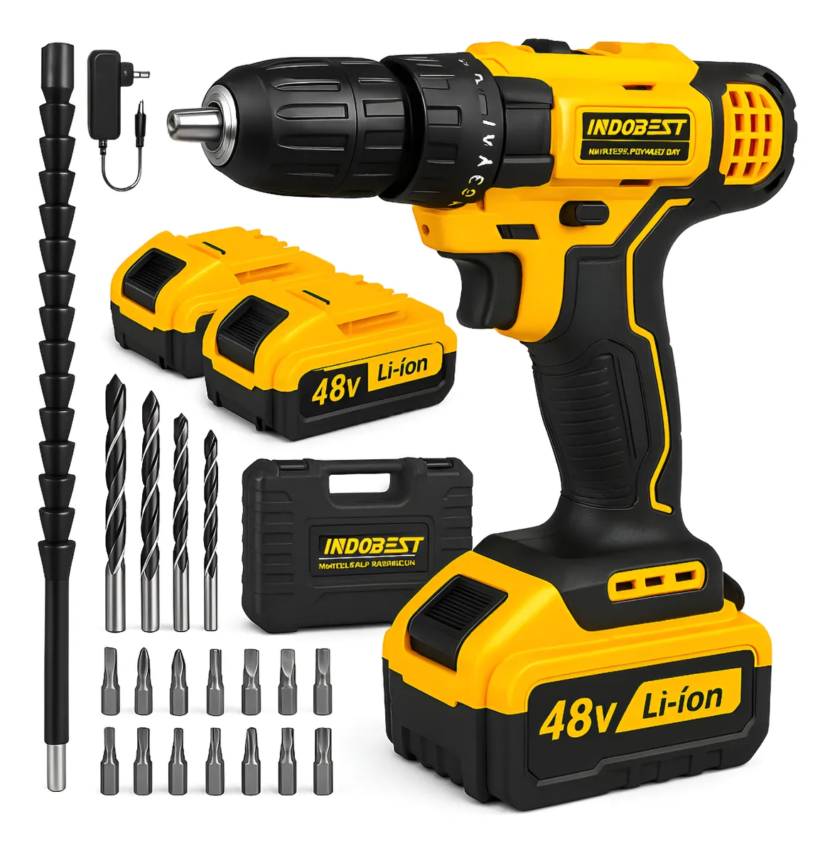 Parafusadeira Furadeira Sem Fio 48 2 Baterias 340w C/brocas Preto 127/220v