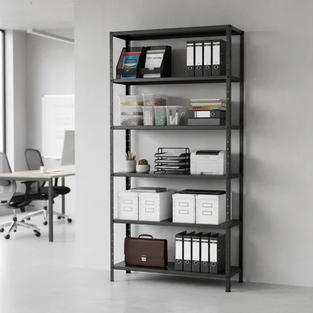 Estante Armário De Aço 6 Bandejas 90cm Na Cor Preta. Preto