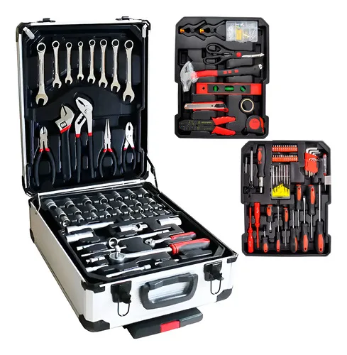 Maleta De Ferramentas 186 Peças Completo Profissional Cinza