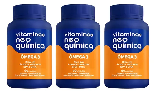 Kit Com 3 Vitaminas Ômega 3 Com 60 Cápsulas - Neo Química Sem Sabor