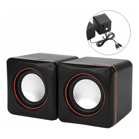 Caixa Caixinha De Som Para Pc Computador Notebook Usb P2 6w Preto 127/220v