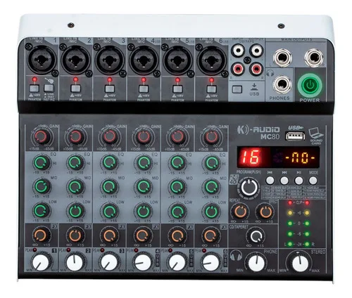 Mesa De Som Analógica K-audio Mc-80 6 Canais