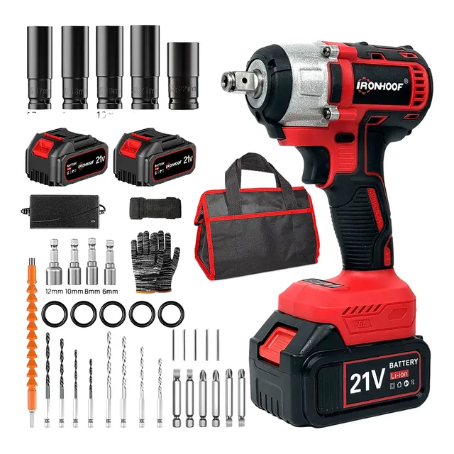 Chave De Impacto Elétrico Parafusadeira Brushless Sem Fio Vermelho 110/127/220v 60