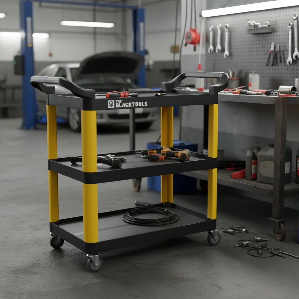 Carrinho De Ferramentas Aberto Oficina Mecânico Organizador Preto E Amarelo