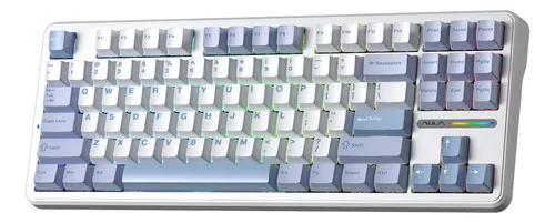 Teclado Mecânico Sem Fio Aulaf87 Para Gamers Rgb Modo Triplo Azul-claro Inglês Us