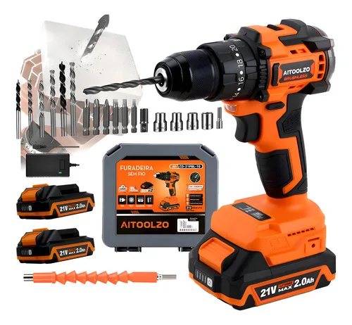 Furadeira Parafusadeira Impacto Brushless 13mm Aitoolzo Laranja 127/220v 60