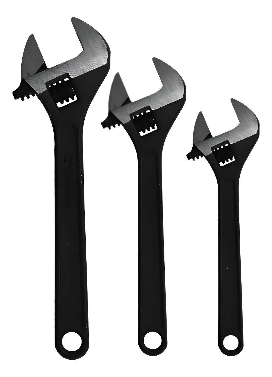 Kit 3 Chave Inglesa Ajustável Emborrachada 8, 10 E 12 Pol. Preto