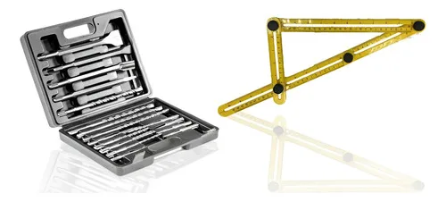 Kit 17 Brocas Sds + Régua Medidora Esquadro Multi Titanium