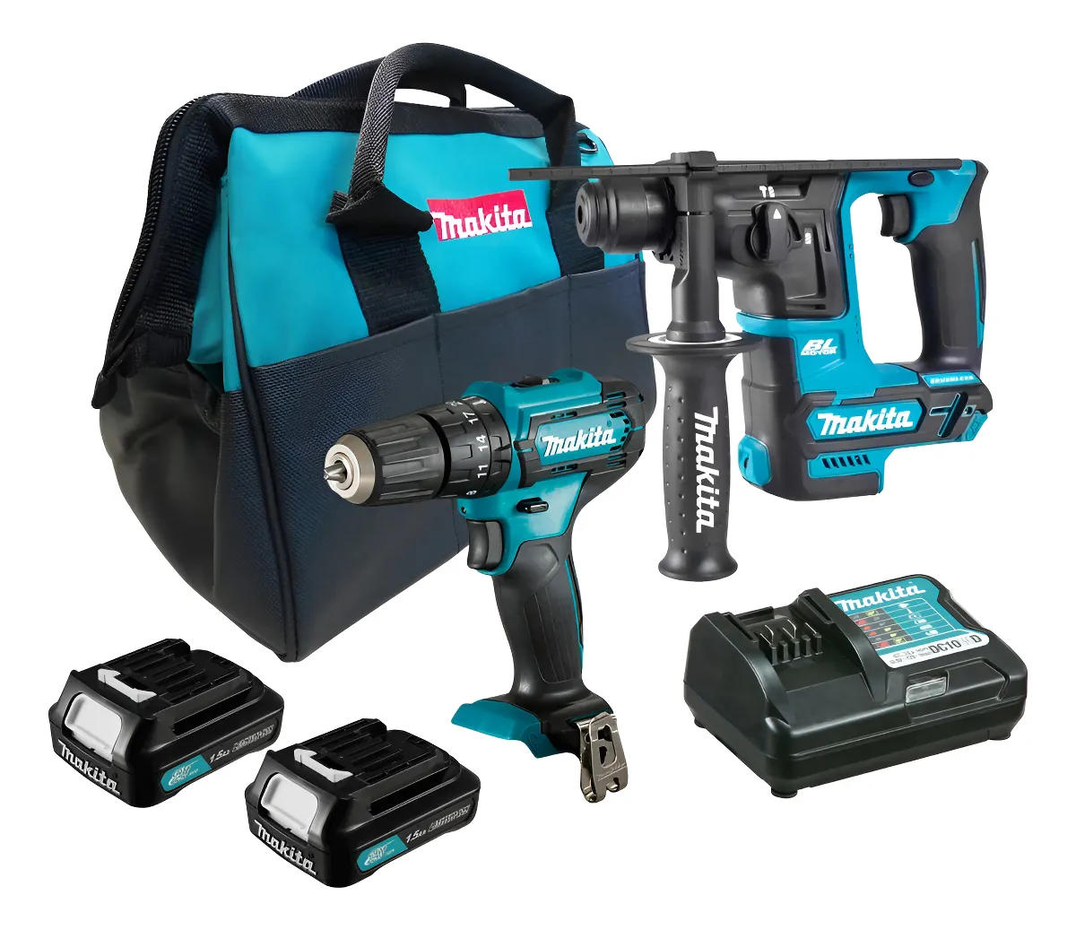 Kit Makita Hp333 + Hr166dz Com Bateria, Carregador E Bolsa