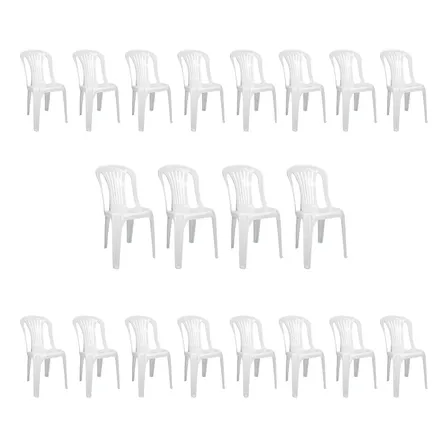 Kit 20 Cadeira Plástica Bistrô Reforçada Polipropileno