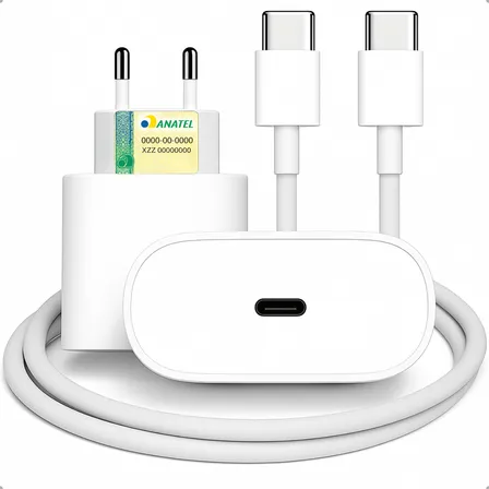 Carregador Turbo Tipo C 30w Para Iphone 15 16 17 Pro Max Branco