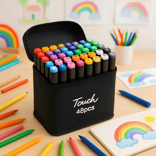 Conjunto Canetas Marcador Canetinhas Kit 48 Cores 96 Pontas 48 Cores