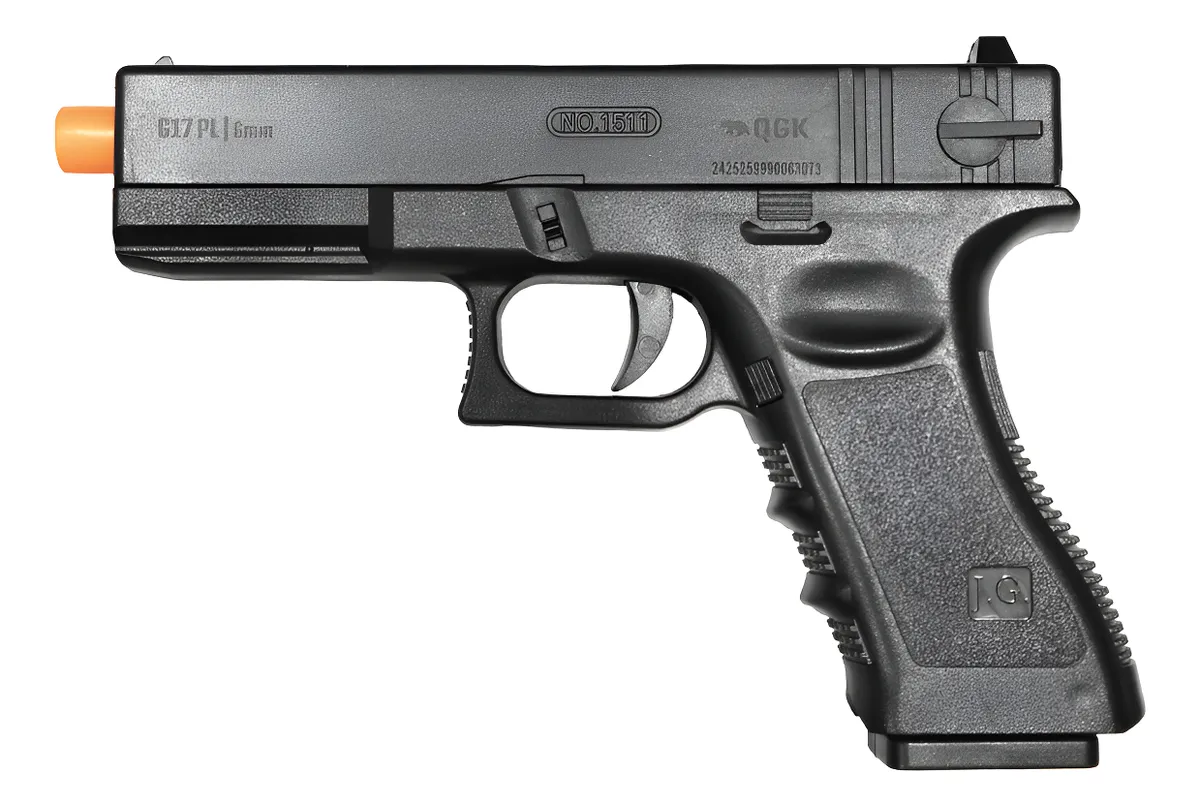 Pistola De Airsoft Spring Qg17 Pl 6mm Qgk Preto 6 Mm