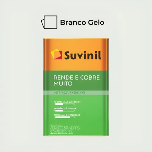 Tinta Acrílica Suvinil Standard 18l Rende E Cobre Muito Rm012 Gelo Fosco