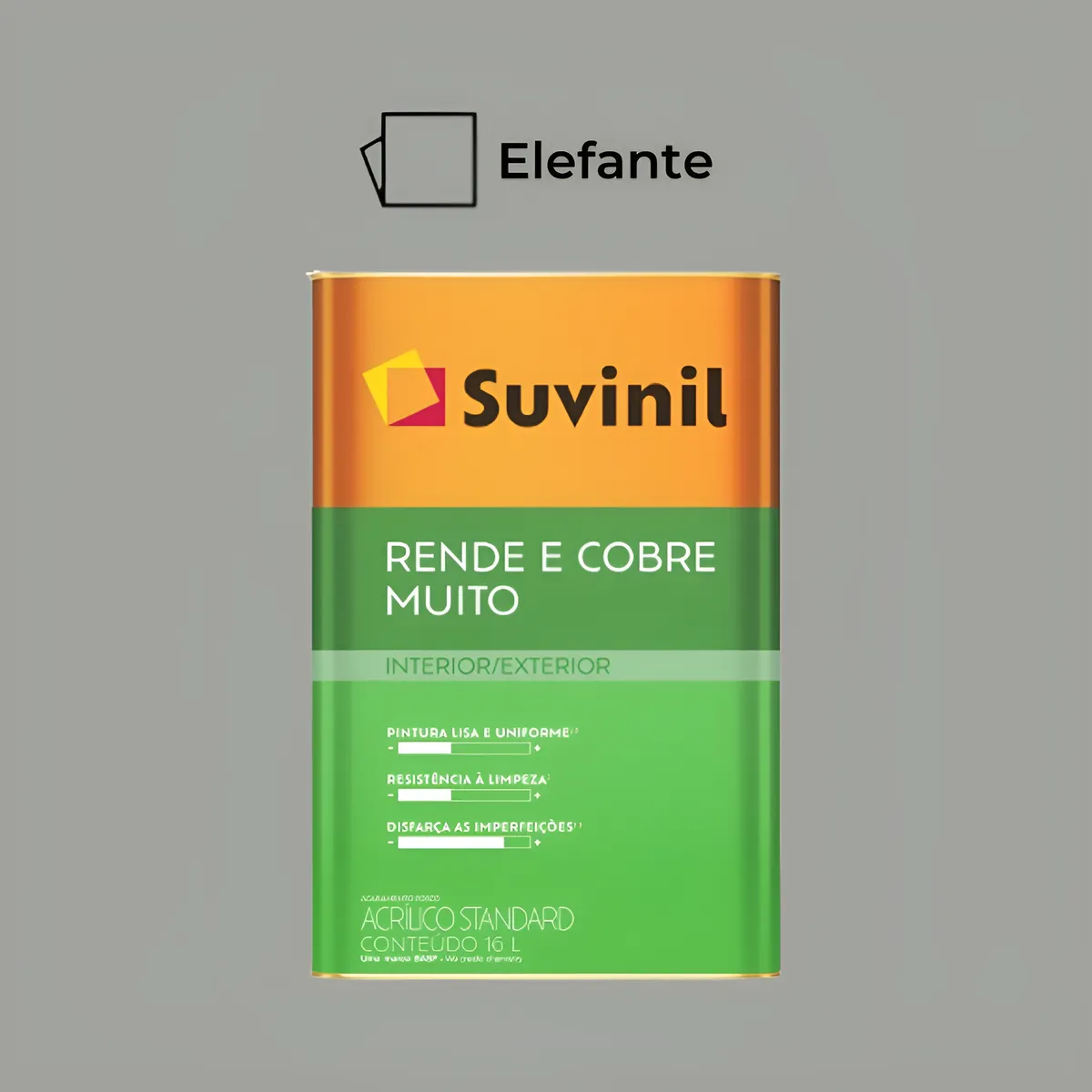 Tinta Acrílica Suvinil Standard 18l Rende E Cobre Muito D161 Elefante Fosco