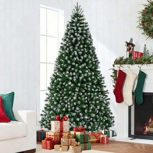 Arvore Natal Com Neve 1500 Galhos Arvore Natal Branca 2,10m Verde