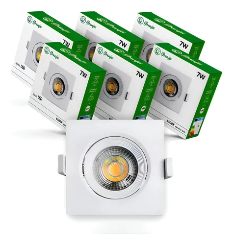 Kit 10 Luminária Spot Led 7w Direcionável 6500k Quadrado 7w Branco